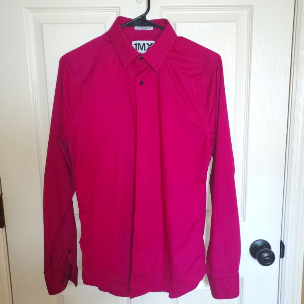 Express Men's Extra Slim Fit Size Small Fuschia Button Down